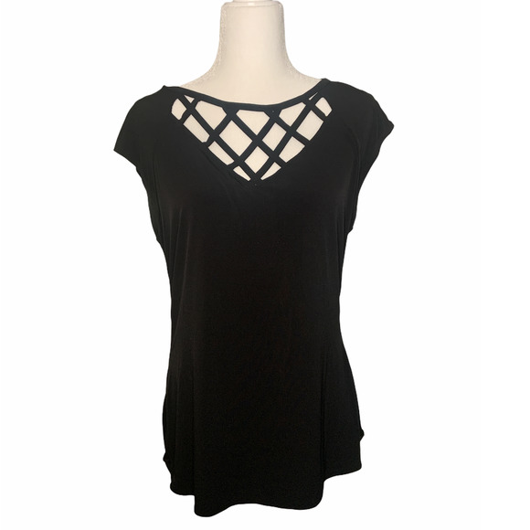 New York & Company Tops - New York & Co Criss Cross Black Top